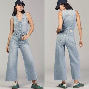 Pistola Aria Fitted Vest Cropped Wide-Leg Denim Jumpsuit